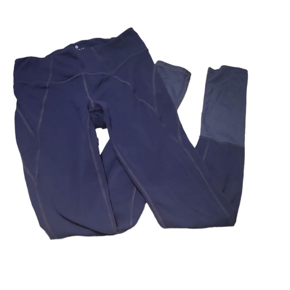Athleta Blue 929784 Plie Tight Leggings Athletic Women’s Sz M Contrasting Panels